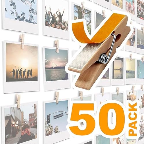 50 Stück selbstklebende Mini-Klammern für Bilder – Posteraufhänger Büroklammer-Halter für Wand, Fotokarten, hängende Ausstellung, Bürotafel und Bildtafeln, Kunstwerk-Fotohalter, Kartenaufhänger,