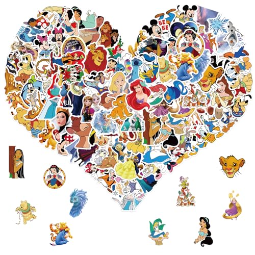 Disney Stickers 100 Pieces Cartoon Character Children's Stickers Pack Princess Stickers Cute Stickers for Children Teens Adults Waterproof Vinyl Cartoon Stickers for Water BottlesUPC HM (DSN 100)