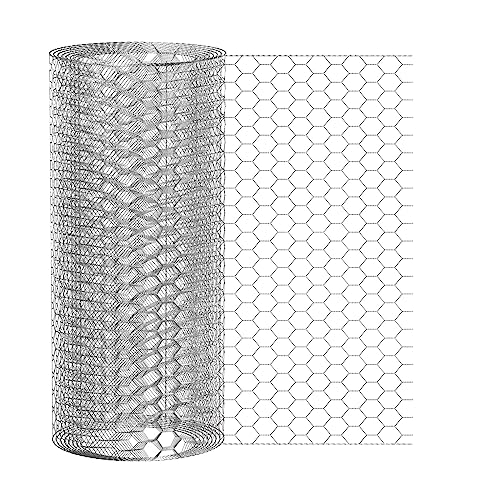 1,2 M Hohe Und 5 M Lange Verzinkte Sechseckige Drahtgeflechtrolle,Garten Und Gemüsezaunnetz,25 Mm Öffnung Zum Schutz Von Geflügel Kaninchen Und Pflanzen(1.2m x 5m Silver)
