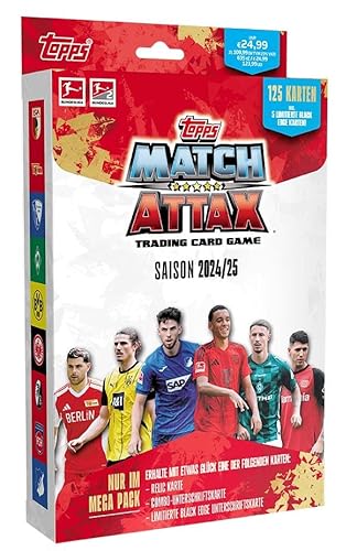 Topps Bundesliga Match Attax 24/25 - Mega Pack - enthält 125 Karten, darunter 5 Karten der Limited Edition.