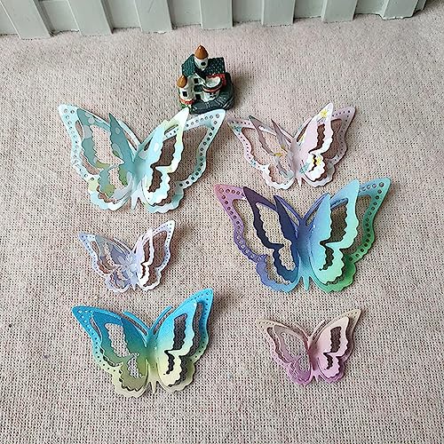3 Stück 3D Schmetterling Metall Stanzformen, Stanzschablonen Box Frühling Blume Schmetterling Rahmen Stanzformen Schablonen DIY Scrapbooking Karten Herstellung Kartenherstellung Prägepapier