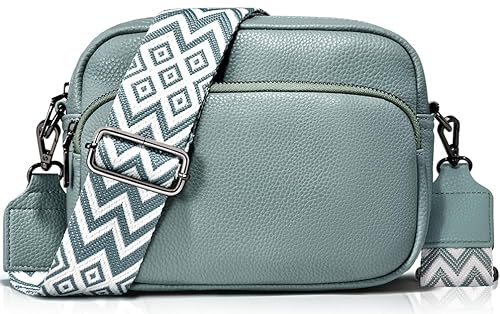 GASSDA Crossbody Bag Damen, Kleine Umhängetasche Damen Breiter Gurt, PU Leder Handtasche Damen mit Abnehmbarem Schultergurt (Hellblau)