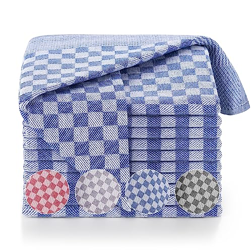 Blumtal 5er Set Premium Geschirrtücher - Hochwertige Geschirrhandtücher, 100% Baumwolle, Oeko-TEX® Zertifiziert, blau kariert, 50x70cm