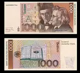 *** 2 Stück 1000 Deutsche Mark Geldscheine 1991 Alte Währung - Reproduktion ***