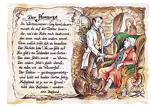 Die Staffelei Geschenk Hausarzt/Witziges Gedicht mit liebevoller Zeichnung auf hochwertigem Papier/besondere Geschenkidee für den Hausarzt