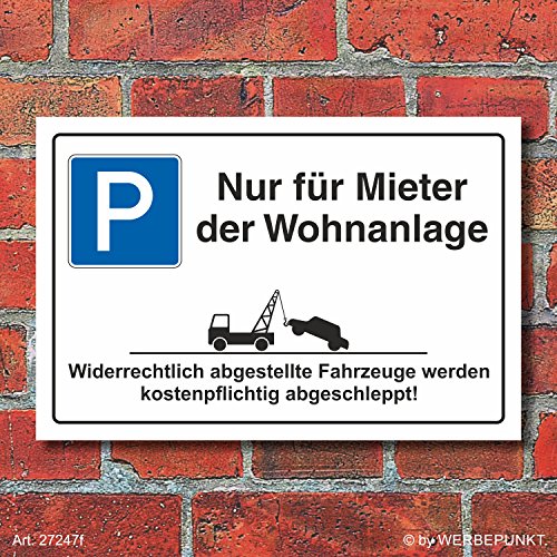 Schild Parkplatzschild Parkverbot Parken Nur für Mieter Wohnanlage Alu-Verbund 300 x 200 mm