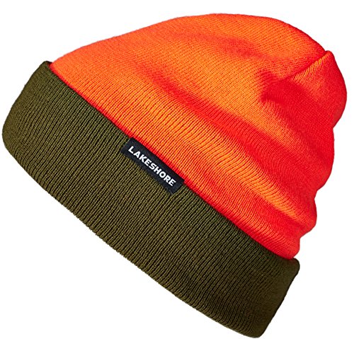 Lakeshore® Wendbare Jagdmütze I Signalfarbe Jagd Mütze für Drückjagd und Treibjagd I Wendemütze, Damen und Herren, Orange/Olive