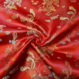 Chinesischer Brokatstoff, traditionelles Drachenkleid, bestickt, Seidensatin, orientalisch, Rot
