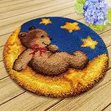 GDWD Knüpfteppich Set Teppich Knüpfen Kreuzstich Set für Kinder und Erwachsene Zum Selber Knüpfen Teppich DIY Latch Hook Rug Making Werkzeug Kit Handgefertigt Knüpfset (C)