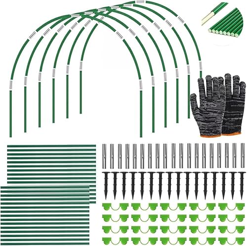 TUIBEIDAMAI Pflanztunnel Bögen,30 PCS Tunnelbögen Hochbeet,Abnehmbar Folientunnel für Hochbeet,Gewächshaus Bogen 6mm mit Kunststoff umwickelt,Gewächshaus Reifen,Gartentunnel Bögen,Gewächshaus Tunnel