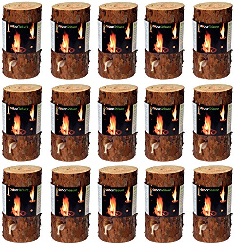 dobar® 35133 Schwedenfeuer Set 15 Stück | Baumfackel aus FSC®-zertifiziertem Kiefernholz | Gartenfackel im Set | Stimmungsvolle Finnenfackel für Garten/Terrasse | Ø11-15 cm x 20 cm | Natur