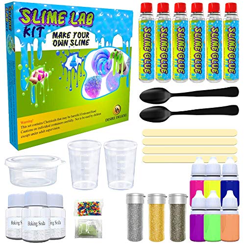 Desire Deluxe Schleim Set (30 teilig) zum selber machen, ideales Slime Spielzeug für Kinder ab 3 4 5 6 7 8 9 10 Jahren, Wissenschaft Lernspiel, Geschenk für Jungen und Mädchen