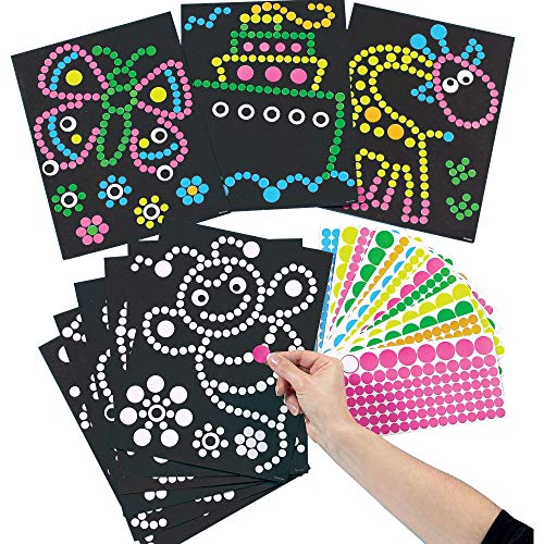 Baker Ross ET113 Ross Bastelset - Bilder mit Klebepunkten - Aufkleber für Kinder zum Abziehen und Auftragen auf vorgedruckte Motive - 8 Stück (1er Pack) , 27cm x 20cm, Sortiert