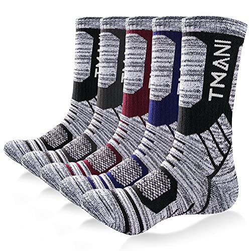 TIBISI Socken Herren Damen Wandersocken Arbeitsocken Sportsocken Tennissocken Laufensocken Baumwolle Atmungsaktiv 5/6 paar