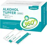 Winner Medical 75% Ethanol Alkoholtupfer,groß,4-lagige quadratische Wattepads, gut getränkt mit Alkohol,sterile Alcohol pads Tupfer Alkohol,50 Stück Alkoholtücher(15x20cm)