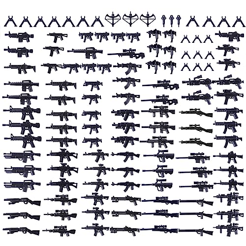 PizazzToy Militär Waffen Set, 90 Stück WW2 Armee-Waffen Custom Figuren SWAT Team Waffen Baustein - CT01