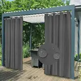 Outdoor Vorhang Wetterfest mit Ösen, Outdoor Vorhänge Wasserdicht Datenschutz Blickdicht Gardinen für Pavillon Balkon, Benutzerdefinierte Größe, 1 Stück, Dunkelgrau, B150xH166cm