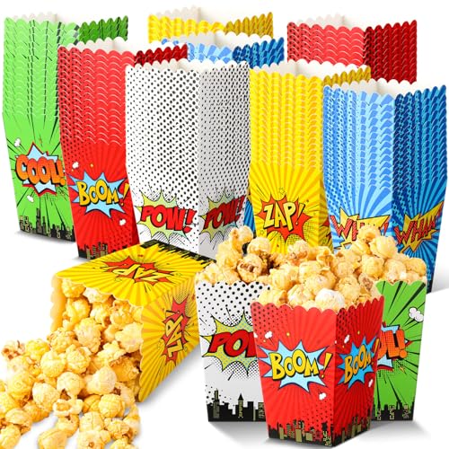 MotiMind 100 Stück Popcorn-Behälter für Party, Mini-Popcorn-Box, Helden-Popcorn-Leckerli-Boxen, Popcorn-Schalen, Snack-Schalen, Süßigkeiten-Box für Helden, Babyparty, Helden-Thema, Popcorn-Boxen,