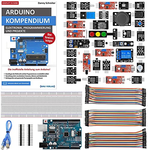 AZDelivery Starter Kit mit 35 in 1 Sensoren Kit, Arduino-Kompendium Buch, Mikrocontroller, Breadboard und Jumper Wire Kabel Set kompatibel mit Arduino