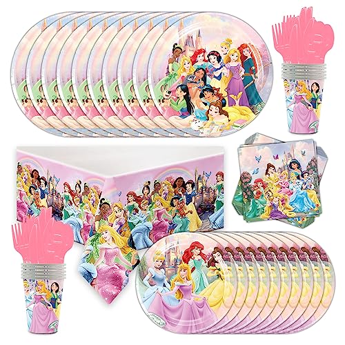 Kinder Partygeschirr Set, Princess Kindergeburtstag Geschirr Set, 81 Stück Geburtstagsdeko geschirr, 10 Gäste Einhorn Geburtstag Geschirr Kit, Geburtstagsgeschirr für Mädchen