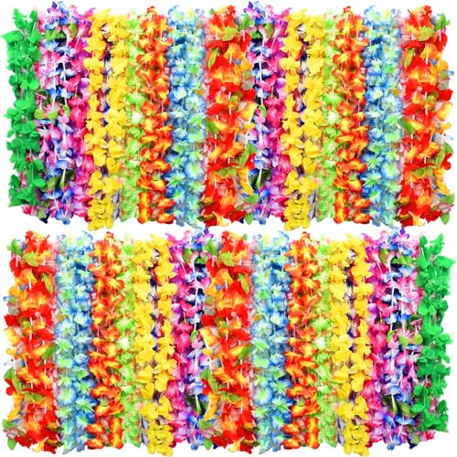 ERKOON 36 Stücke Hawaii Blumen Halskette, 96cm/37.8in Hawaii Party Dekorationen, Hawaii Kette Blumen Luau Blume Lei Garland Hawaiian Halskette Set Hawaiikette für Luau Sommer Beach Party Dekorationen