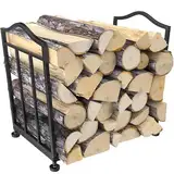 Kaminholzregal innen Außen, Holzstapelhilfe, Holzunterstand, Brennholzlager, Kaminholzständer, Holzlager, Brennholzregal aus Metall für Kaminholz Brennholz (50 * 28 * 42.6CM)