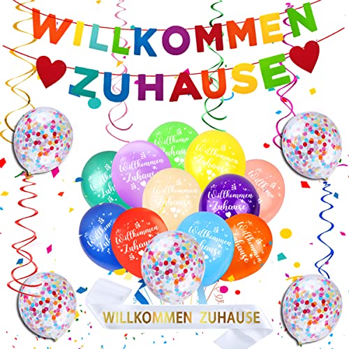 Willkommen Zuhause Deko, Vormontiert Willkommen Zuhause Girlande Filz, Willkommen Zuhause Baby, Herzlich Willkommen Girlande, für Zuhause, Baby Geburt, Weclome Home Deko