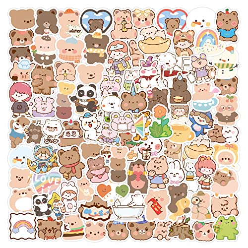 100 St.Süßer Bär Aufkleber Cute Sticker Kawaii Bear Graffiti Decals Wasserdicht für Auto Skateboard Reisekoffer Motor-/Fahrrad Boot Computer/Laptop/Tablet Kinderzimmer