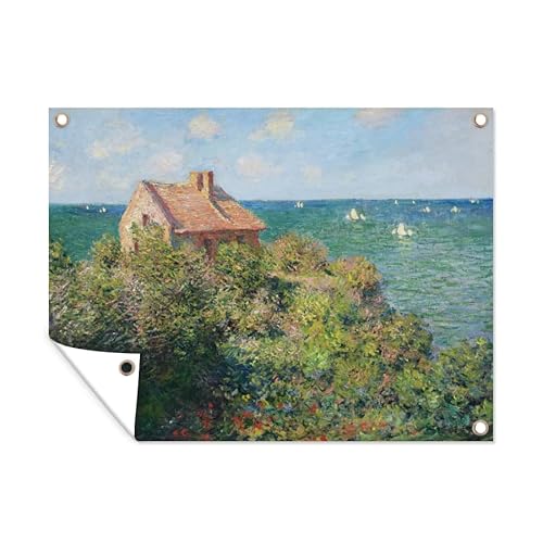 MuchoWow Outdoor-Poster Poster Wanddeko draußen Deko Garten Gartenposter 40x30 cm Fischerhäuschen bei Varengeville - Gemälde von Claude Monet