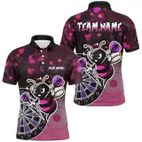 Personalisierte Pinke Darts Bienen Custom Darts Shirts für Herren & Damen, Lustige Darts Kleidung, Beste Darts Geschenke T2105