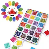 Funxim Stempelkissen Set, Fingerabdruck Stempelkissen Ungiftig Abwaschbar Tinte Stamp Pad für Papier Handwerk Stoff Malerei DIY Geburtstag Geschenk (24 Farben (24 Pack))