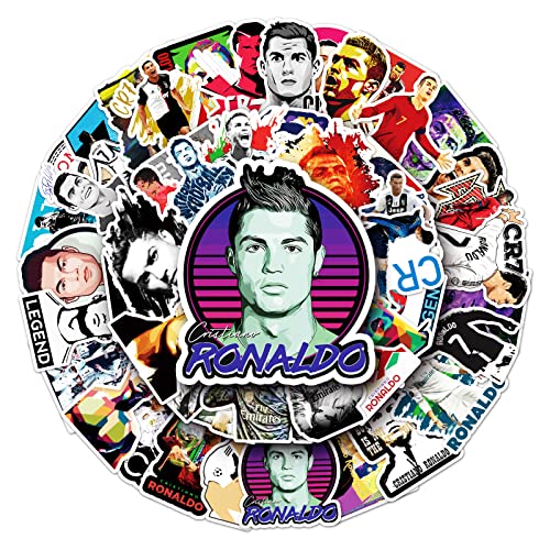 50 Stück Aufkleber Cristiano Ronaldo, Wasserfeste Vinyl-Aufkleber für Autos, Laptops, Skateboards, Helme und mehr