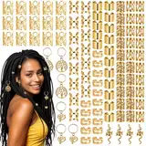 Ouligay 100 Stück Gold Haarschmuck für Zöpfe, Haarschmuck Gold Verstellbar Metall Dreadlocks Schmuck, Ring Braids Schmuck, Haarschmuck Ringe, Festival Haarringe Loc Haar Schmuck für Dreadlock-Zubehör