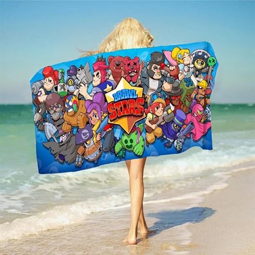 APPCRFM Cartoon Spiel Mikrofaser Strandtuch, Kinder Anime Schnell Trocknend Badetuch, Brawl Handtuch Badetuch Strandtuch Duschtuch für Jungen Handtuch für Strand Beach Sport Yoga