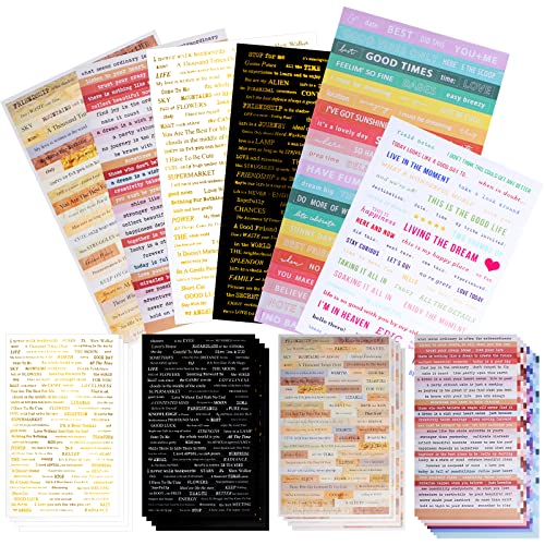 22 Sheet Sticker Sprüche Smalltalk Sticker Bronzing Scrapbook Sticker Set Scrapbooking Aufkleber Vintage Sentiment Aufkleber Bullet Journal Zubehör für Umschlag Album Karte 6 Stile Mehr Textinhalte