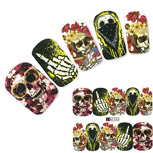 JUSTFOX - Nagel Sticker Tattoo Nail Art Totenkopf Skelett Finger