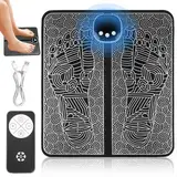 EMS Fußmassagegerät, Fußmassagegerät Elektrisch mit 8 Modi und 19 Intensitäten, Faltbares und Tragbares EMS Fußmassagegerät zur Durchblutung und Muskelschmerzlinderung, mit Fernbedienung (Schwarz)