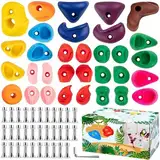 CIMOYBAI 32 Stücke Klettergriffe, Klettersteine Kinder, Dunkle Farben Klettergriffe Kinder, Kletterwand Griffe Für Spielturm Und Kletterwand, Weihnachts und Geburtstagsgeschenke für Kinder