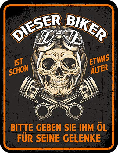 Original RAHMENLOS Deko Blechschild als Geschenk für ältere Motorradfahrer