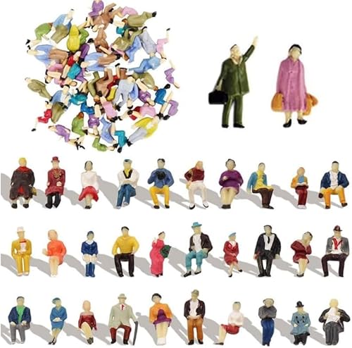 Kleine Figuren Menschen 60-Teiliges Set Miniaturfiguren Menschen Farbe Modelleisenbahn Figuren Verschiedene Posen Figuren Miniatur Figuren für Modelleisenbahnen Spielfiguren Menschen im Maßstab 1:87