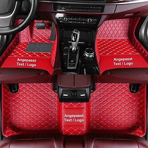 Anpassen Fußmatten für Mazda CX3 CX5 CX7 CX9 CX30 MX5 RX8 Mazda 3 5 6,PU-Leder Allwetter wasserdichte rutschfeste Auto Fussmatten Set (rot)
