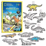 NATIONAL GEOGRAPHIC Buntglas-Set für Kinder – leuchtende Dinosaurier, Kunst- und Bastelset für Kinder, Fenster-Sonnenfänger-Set, Kunst für Kinder im Alter von 4–8 Jahren, Fenster-Kunst-Bastelset