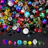 Kristall Glasperlen Kit, 1300 Stück Glasperlen Zum Auffädeln, 4/6/8 mm Perlen Zum Auffädeln, Bunte Facettierte Perlen, Glasperlen mit Loch für Basteln Schmuckherstellung, DIY Halsketten