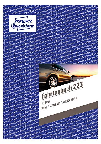 AVERY Zweckform 223 Fahrtenbuch (für PKW, vom Finanzamt anerkannt, A5, 80 Seiten|858 Fahrten, für Deutschland & Österreich zur Abgrenzung privater/geschäftlicher Fahrten)