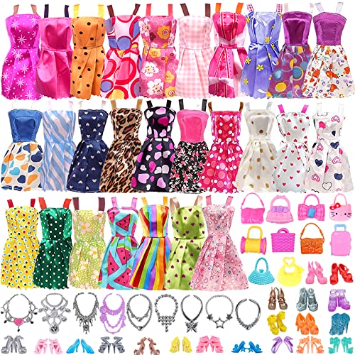 42 Stück Kleidung und Zubehör für Puppen, Enthält 15 Strapsröcke, 5 Paar Schuhe, 5 Taschen und 12 Schmuckstücke für 11,5"/30cm Mädchen Puppen (Zufälliger Stil)(ohne Puppen)