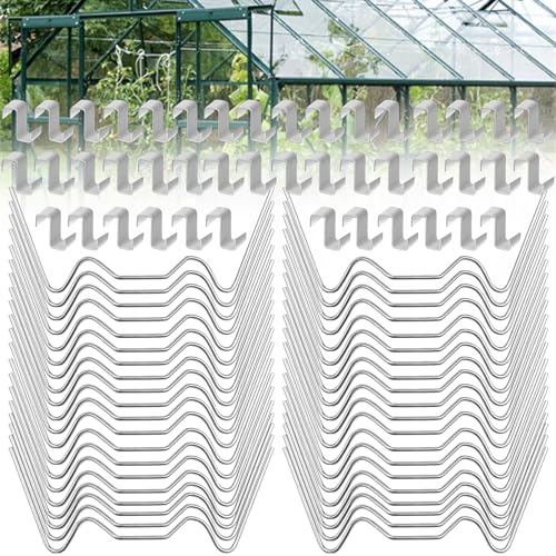SLTAXAR 100 Stück Gewächshaus Klammern, Gewächshausklammern Edelstahl Klammern für Gewächshaus, Gewächshausclips Klammern W Rostfreier Gewächshaus Zubehör für Hohlkammerplatten, Gewächshaus Platten