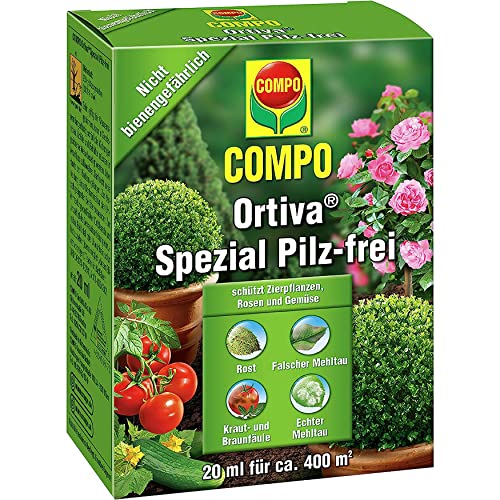 COMPO Ortiva Spezial Pilz-frei, Bekämpfung von Pilzkrankheiten an Zierpflanzen, Rosen und Gemüse, Konzentrat inkl. Messbecher, 20 ml