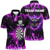 Personalisierte lila Dartscheibe mit Feuerflammen-Adler - Darts-Shirts für Herren & Damen - Individuelle Darts-Team-Trikots T1646