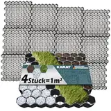 KARAT Rasengitter aus Kunststoff befahrbar 1m² - 4 Stück - 50 x 50 cm, Schwarz - Bodengitter, Paddockplatte, Rasenwaben, Bodenwaben, Rasengitterplatten, Kiesgitter, Rasengittersteine