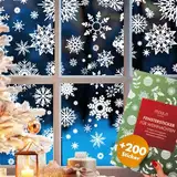 200 Fensterbilder Weihnachten Schneeflocken - Weihnachtsdeko Fenster Selbstklebend - Wiederverwendbare Fenster Aufkleber - Weihnachten Fenster Deko - Fensterbilder Weihnachten